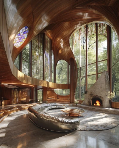 Surreal Living Room with Nature Surroundings