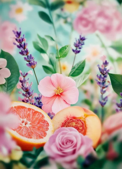 Peach and Flowers Photo