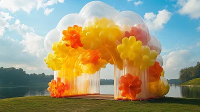 Inflatable Cloud Corridor with Flowers