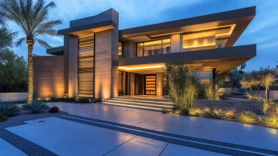 Ultra Modern Luxury Home Front Yard