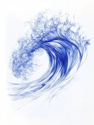 Realistic Ocean Wave Sketch