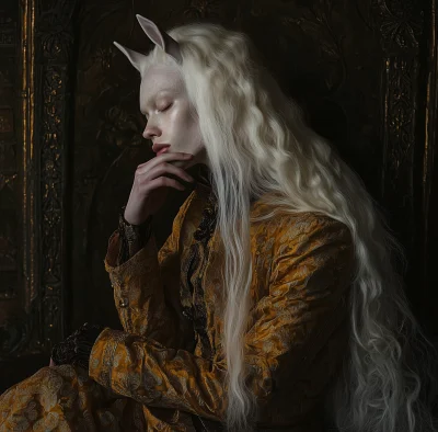 Albino Woman in Horse Head Shape Hair