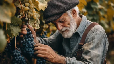 Old Man Harvesting Grapes