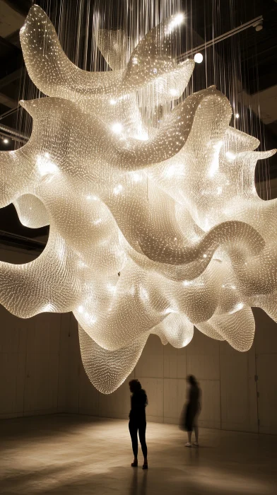 Fiber Optic Chandeliers in Gallery Space