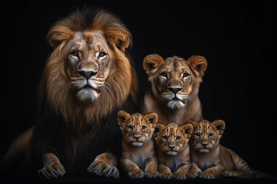 Majestic Lion Family Portrait