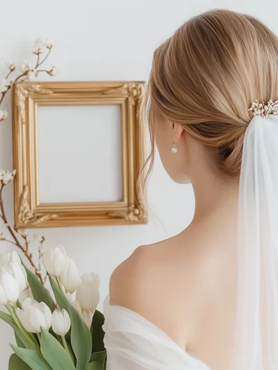 Golden Photo Frame with Bride