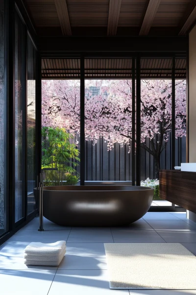 Japanese Modern Interior with Onsen Bathrooms