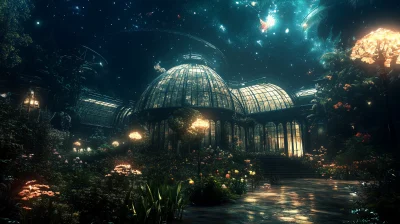 Victorian Glass Greenhouse in Deep Space