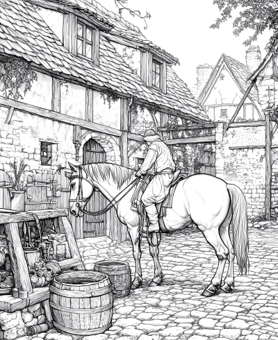 Medieval Vienna Blacksmith in Stable Yard