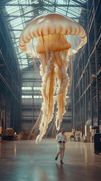 Giant Jellyfish in Warehouse