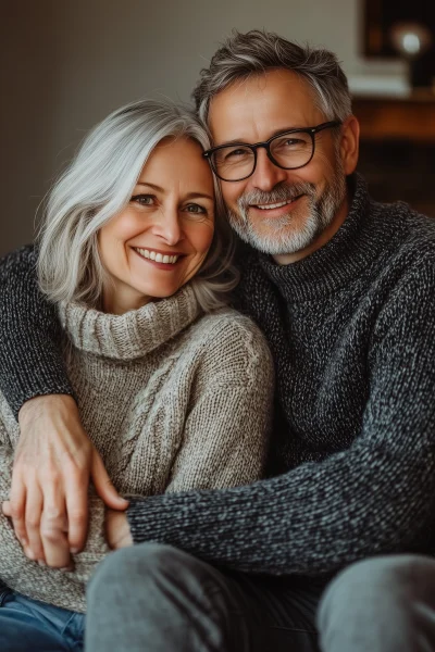 Cozy Senior Couple on Sofa