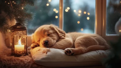 Chubby Golden Retriever Puppy Sleeping