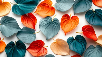 Tropical Leaves and Anthurium Petals