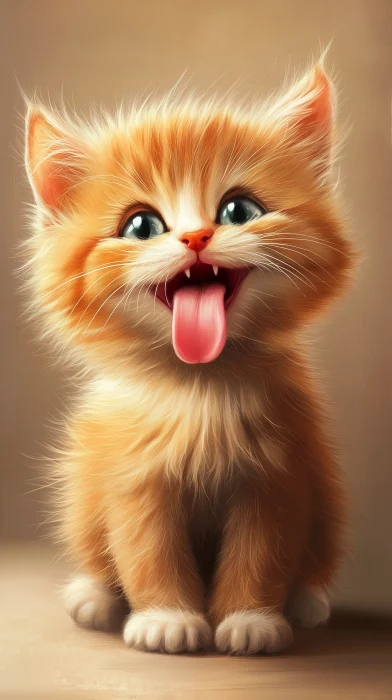 Whimsical Cute Kitten Illustration