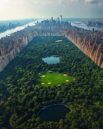 Cityscape of Central Park in New York City