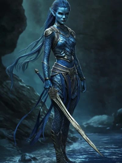 Dark Blue Water Wraith Warrior