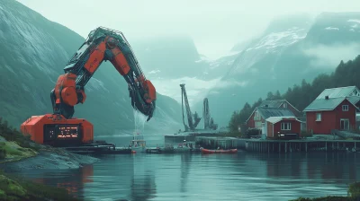 Dystopian Underwater Scene with Cybernetic Fishermen