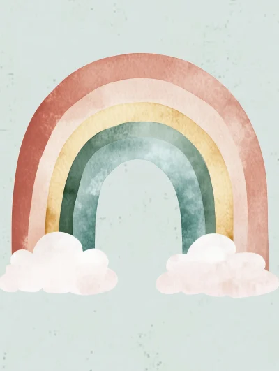 Pastel Rainbow Illustration for Children’s Room Poster