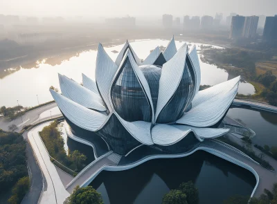 Futuristic Lotus Technology Building