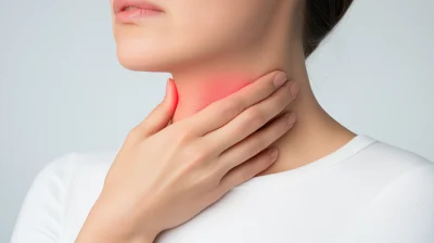 Woman with sore throat