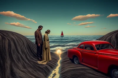 Surreal Cinematic Beach Scene