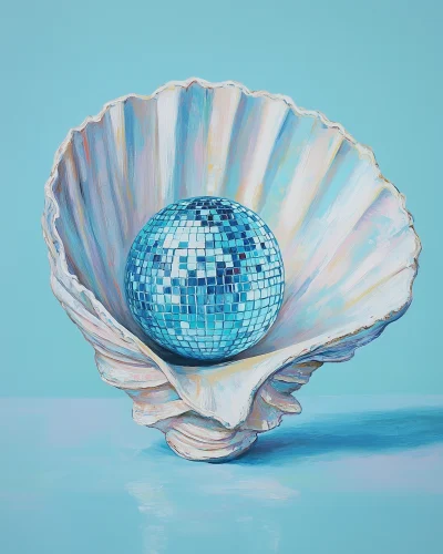 Blue Pearl Disco Ball in Sea Shell