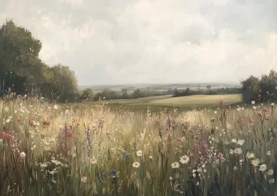 Vintage English Countryside Oil Painting