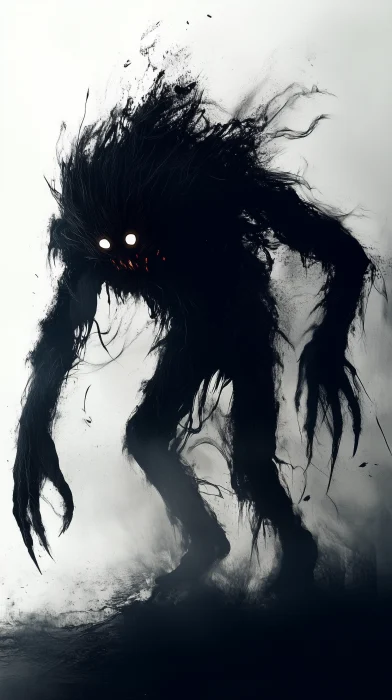 Scared Monster in Black Horror Style