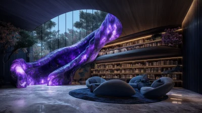 Luxury Geode Library Room Interior