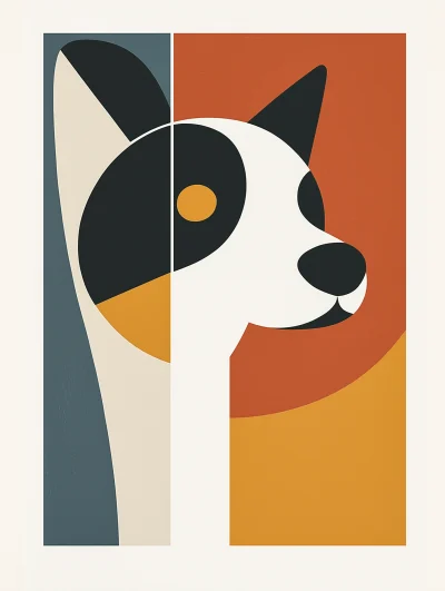 Geometric Bauhaus Retro Beagle Dog Poster