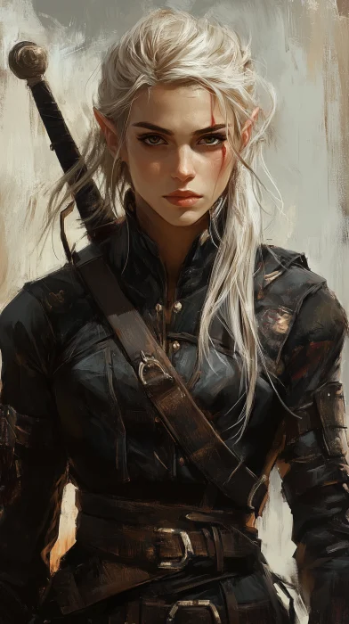 Fantasy Female Elf Rogue with Dagger