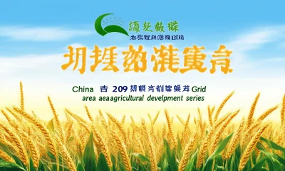 Yellow Wheat Fields Banner with Chinese Text