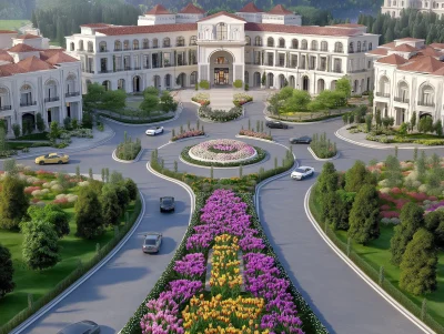 Symmetrical Hyper Realistic Resort Hotel View