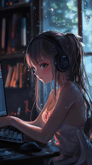 Anime Girl with Copy Space Image