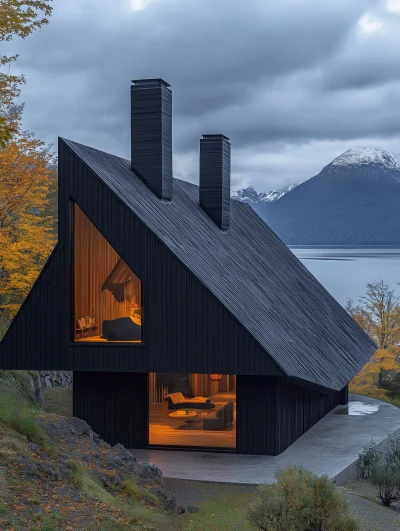 Black Wooden Cabin in Patagonia