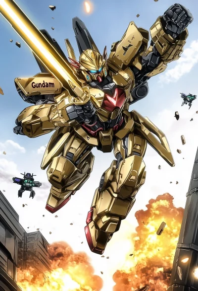 Golden Gundam in Action