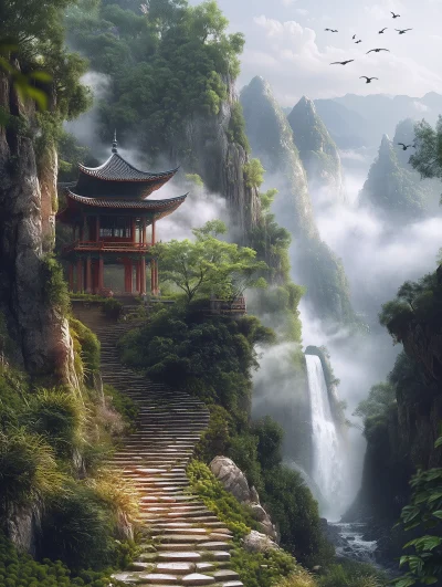 Ancient Chinese Mountain Landscape