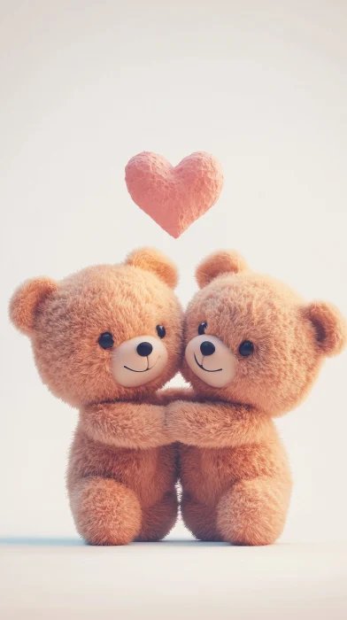 Adorable Teddy Bears Hugging in Pixar Style CGI