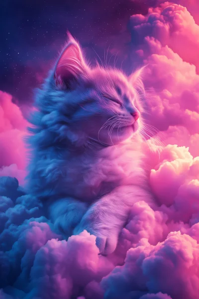 Neon Cloud Cat Artwork