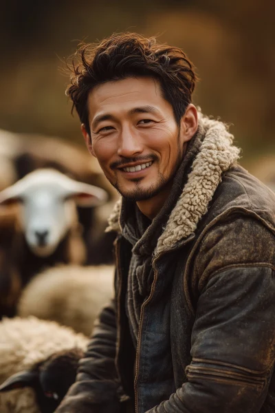 Asian Shepherd in Field