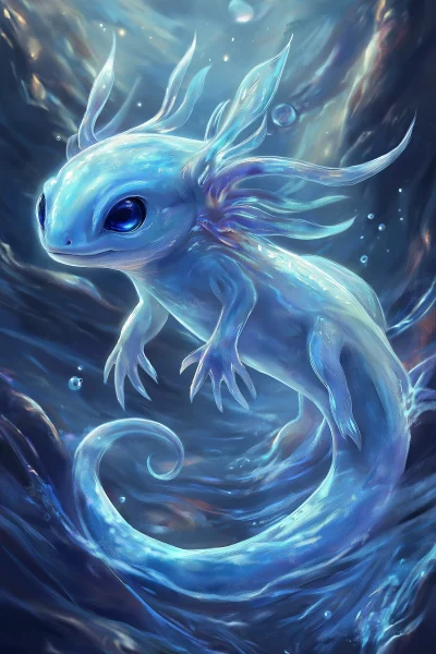 Axolotl underwater illustration