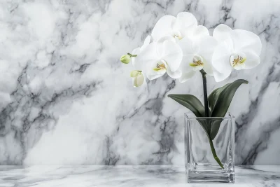 White Orchid in Glass Vase