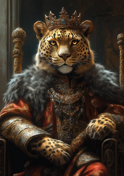 Royal Leopard King on Throne