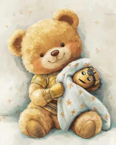 Playful Teddy Bear Illustration