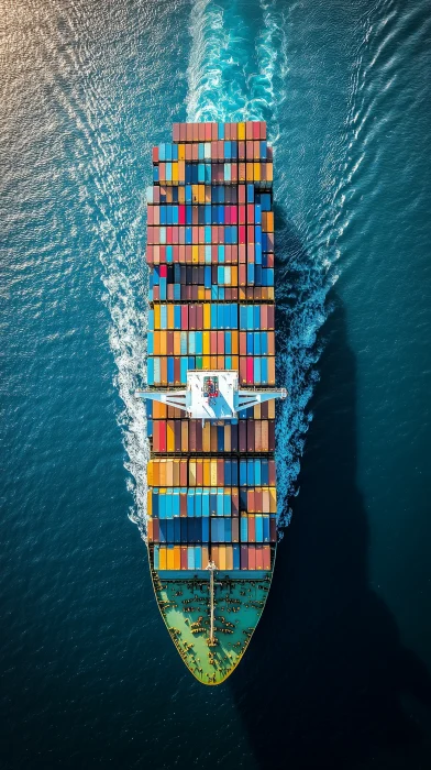 Massive Cargo Ship Loaded with Containers