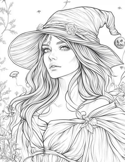 Magical Witches Coloring Book