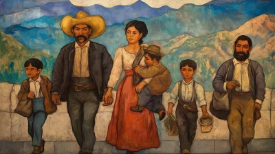 Mexican Family Crossing US Border