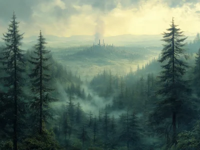 Misty Forest Landscape