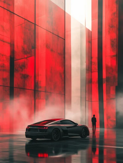 Modern Architecture in Red and Black