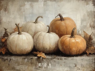 Vintage Pumpkins Oil Painting